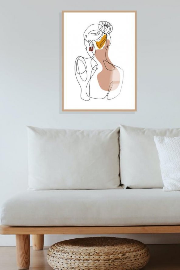 50 x 60 cm Portre Minimal Desenli Cam Tablo 4mm Temperli Camdır - 3