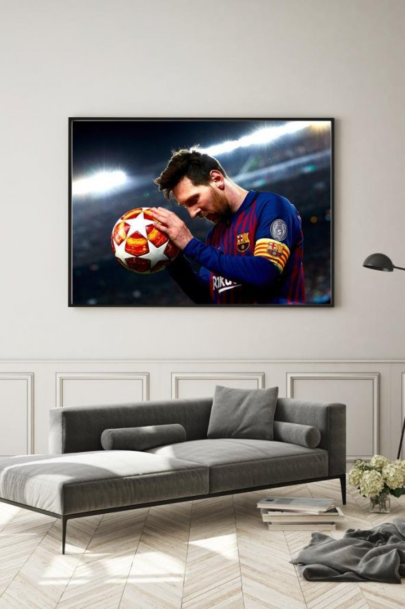 50 x 60 cm Lionel Messi Cam Tablo 4mm Temperli Camdır