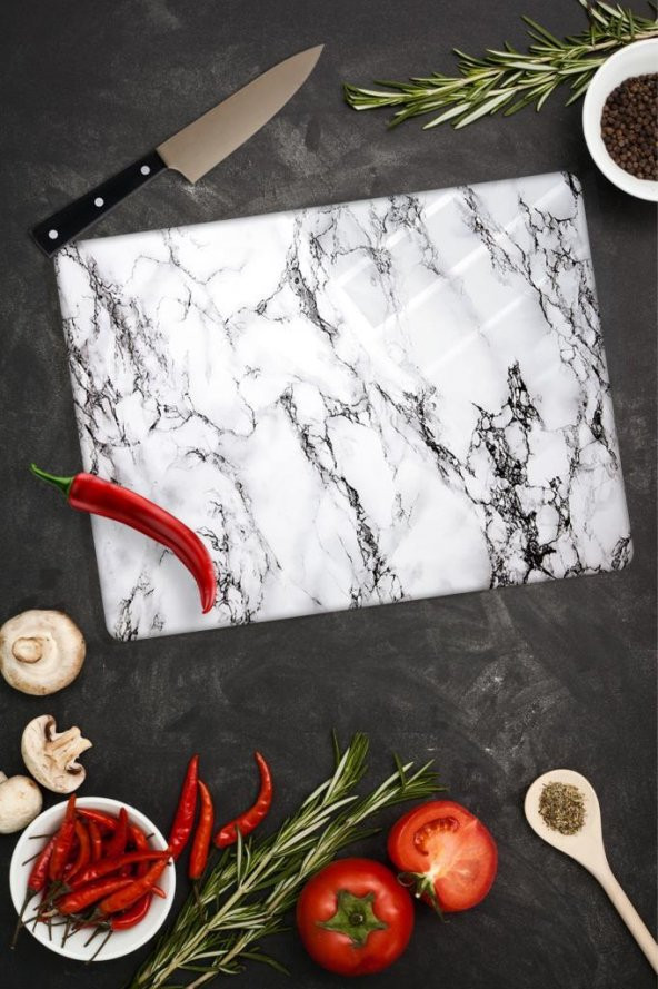 Cam Kesme Tahtası Beyaz Mermer 30 x 40 cm | Cam Kesme Tablası ürün görseli