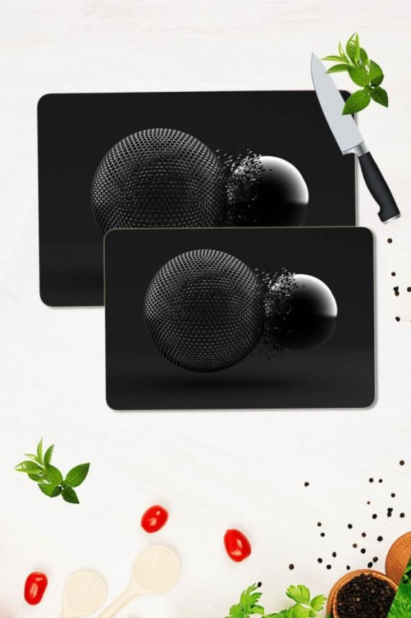 2 li Takım 30x40 cm ve 20x30 cm Model 210 Desenli Cam Kesim Tablası ve Ocak Koruma