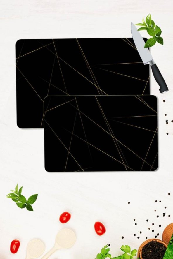 2 li Takım 30x40 cm ve 20x30 cm Led Desenli Cam Kesim Tablası ve Ocak Koruma ürün görseli