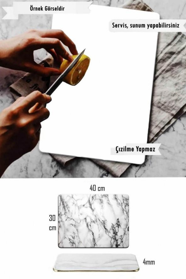 Saydam Cam Kesme Tahtası - Kesme Tablası | 30 Cm X 40 Cm - 5