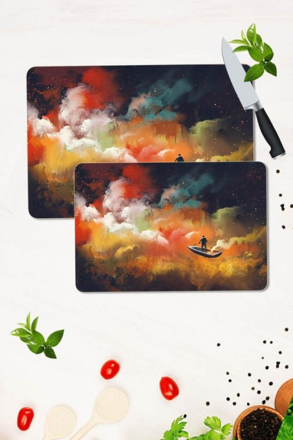 2 li Takım 30x40 cm ve 20x30 cm Model 1108 Desenli Cam Kesim Tablası ve Ocak Koruma ürün görseli