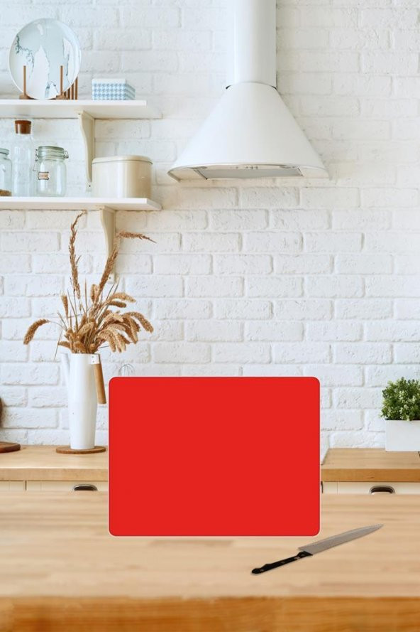 30x40 cm Düz Kırmızı Desenli Cam Kesim Tablası ürün görseli