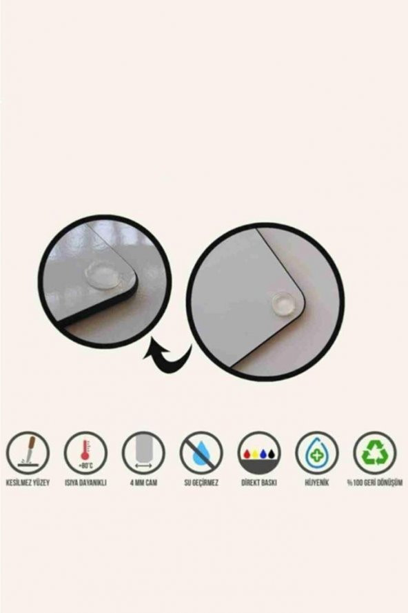 20x30 cm Kumsal Desenli Cam Kesim Tablası - Resim 3