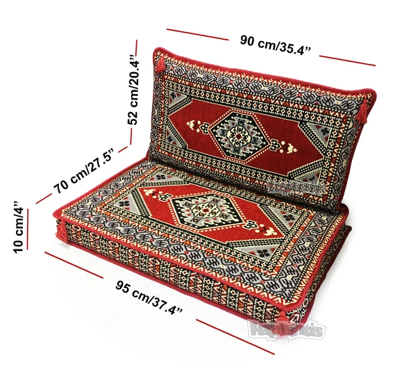 Shark Anatolia Oryantal Desenli Şark Köşesi Tekli Sedir Takımı Kırmızı - 3