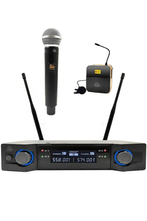 COOMA B-2776 MİKROFON SİSTEMİ  EL+YAKA PROFESYONEL UHF WIRELESS TELSİZ MİKROFON SETİ 