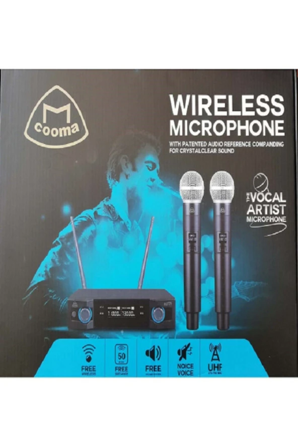 COOMA B-2775 MİKROFON SİSTEMİ  EL+EL PROFESYONEL UHF WIRELESS TELSİZ MİKROFON SETİ