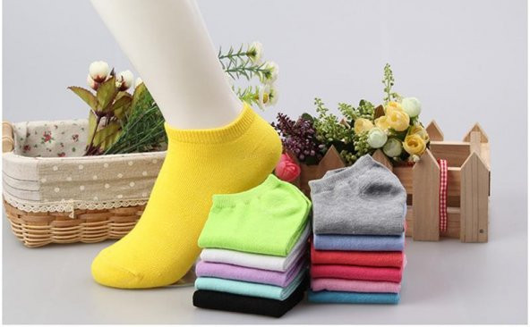 12 çift Bayan Renkli Patik Çorap