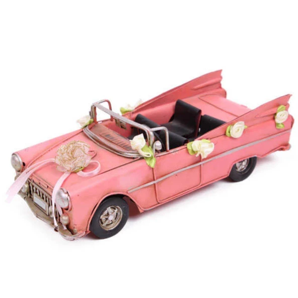 Dekoratif Metal Vintage Gelin Arabası Klasik Chevrolet Araba 24 cm - Resim 3