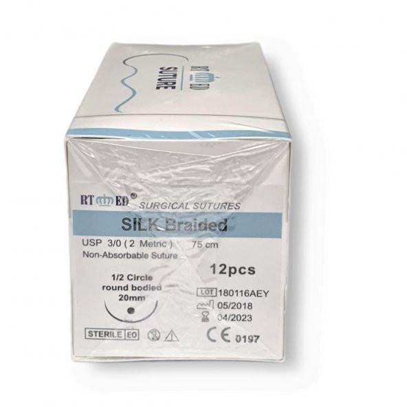 İpek İplik No:3/0 Yuvarlak 1/2 20 mm 75 cm - Resim 2