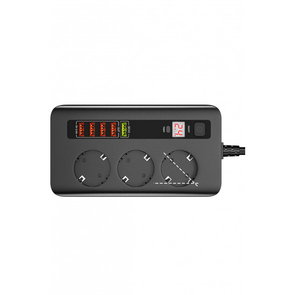 3'lü Priz Zaman Ayarlı Akım Koruyucu 5 USB - Resim 2