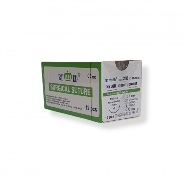 Naylon Monofilament İplik No:2/0 Yuvarlak 1/2 26 mm 75 cm - 2