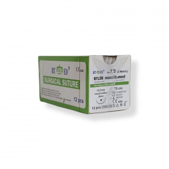 Naylon Monofilament İplik No:3/0 Yuvarlak 1/2 20 mm 75 cm - 2