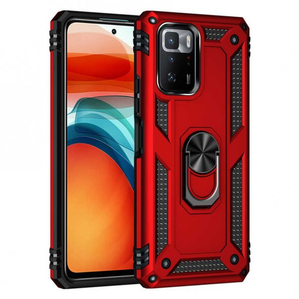Xiaomi Poco X3 GT Kılıf Zore Vega Yüzüklü Standlı Zırh Kılıf - 8