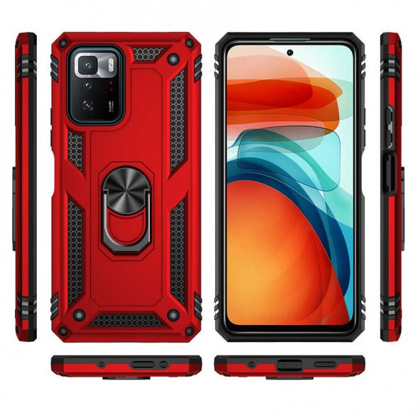 Xiaomi Poco X3 GT Kılıf Zore Vega Yüzüklü Standlı Zırh Kılıf - 10