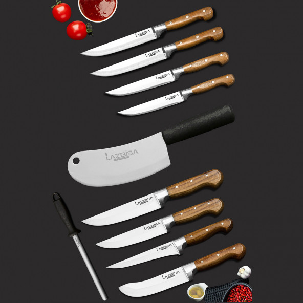 Lazbisa Mutfak Bıçak Seti Et Ekmek Sebze Meyve Soğan Salata Bıçak Seti ( 10 Parça )