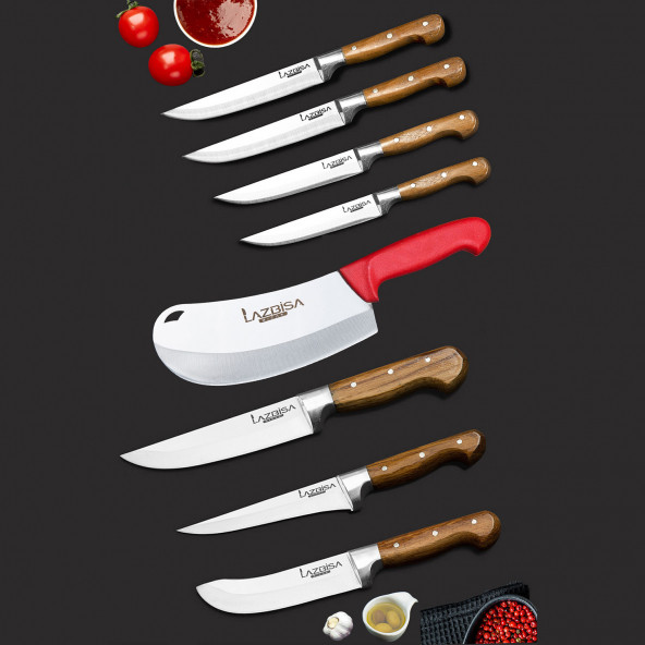 Lazbisa Mutfak Bıçak Seti Et Ekmek Sebze Meyve Soğan Salata Bıçak Seti ( 8 Parça )
