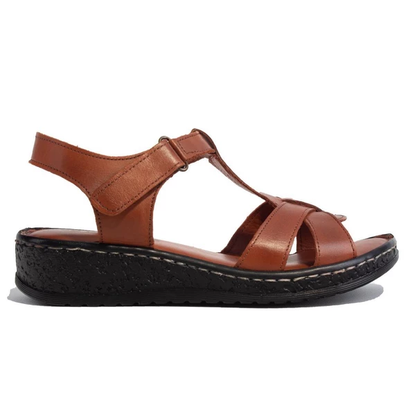 Dagoster DZA07-60021015 Taba Günlük Ortopedik Deri Kadın sandalet - Resim 2