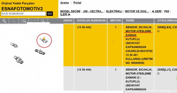 HARARET MÜŞÜRÜ ASTRA F, CORSA B, OMEGA  A, OMEGA  B, 1338458,1338451 - 2