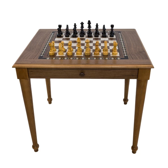 Helena Wood Art Satranç Masası Çekmeceli Ceviz - 2