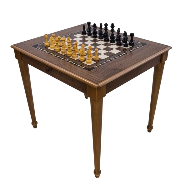 Helena Wood Art Satranç Masası Çekmeceli Ceviz