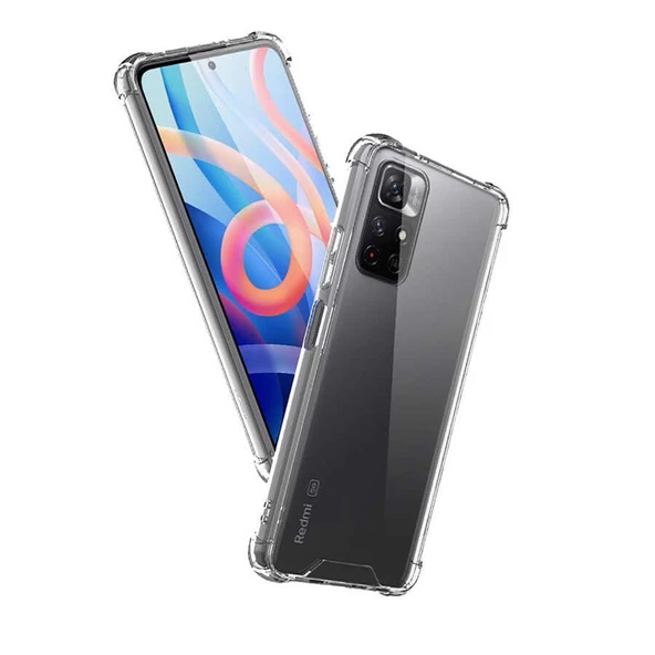 Gpack Xiaomi Poco M4 Pro 5G Kılıf AntiShock Köşeli Şeffaf Sert Silikon - 3