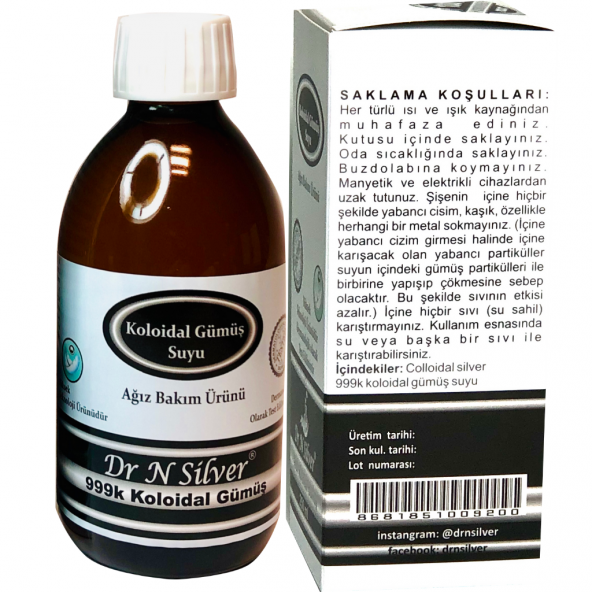 Dr N Silver Kolloidal Gümüş Suyu (250ml) 20ppm