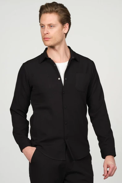 Erkek Düğmeli İnce Baharlık Rahat Klasik Gömlek Ceket - 5