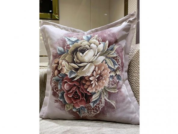 Çeyiz Diyarı Goblen Lüx 2 Li Kırlent Kılıfı Lila - Resim 2