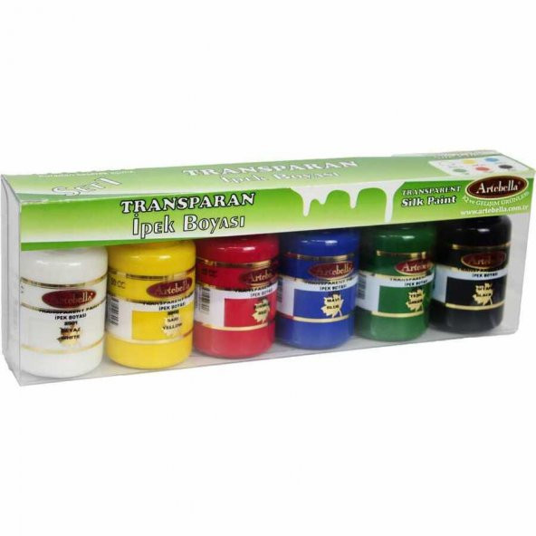 Kumaş Boyası İpek Boyası Boya Seti 50ml Boya Artebella Transparan İpek Boyası ABSTİ001 50 ml 6Lı Set - 1