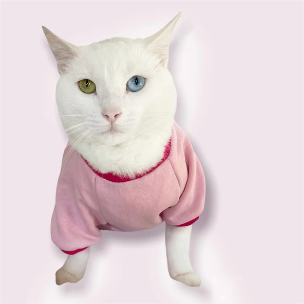 Nature Pink Oval Yaka Tişört Kedi Kıyafeti - 7