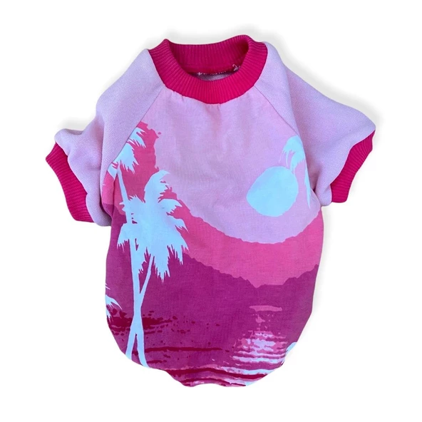 Nature Pink Oval Yaka Tişört Kedi Kıyafeti - 3