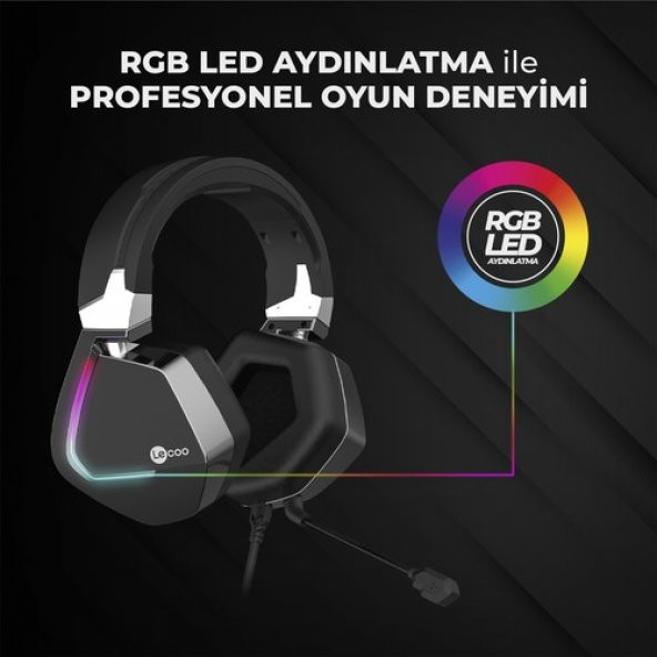 Lenovo Lecoo Ht402 Surround 7.1 Kulak Üstü Rgb Led Aydınlatmalı Kablolu Gaming Kulaklık Siyah - 2