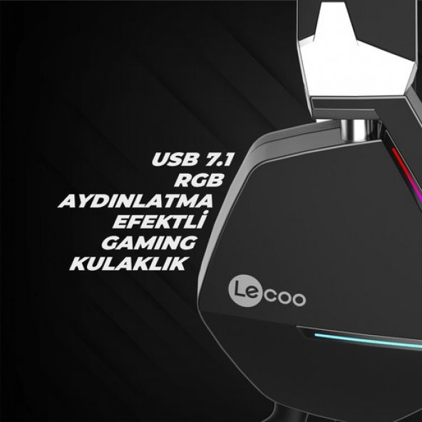 Lenovo Lecoo Ht402 Surround 7.1 Kulak Üstü Rgb Led Aydınlatmalı Kablolu Gaming Kulaklık Siyah - 4