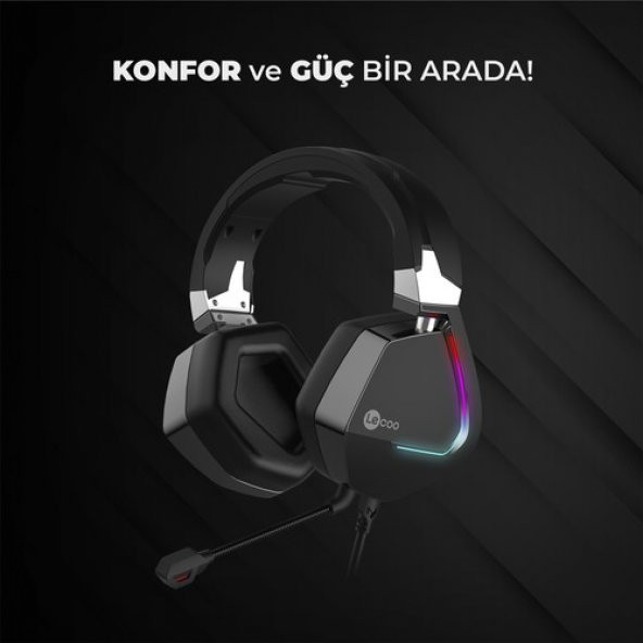 Lenovo Lecoo Ht402 Surround 7.1 Kulak Üstü Rgb Led Aydınlatmalı Kablolu Gaming Kulaklık Siyah - 5