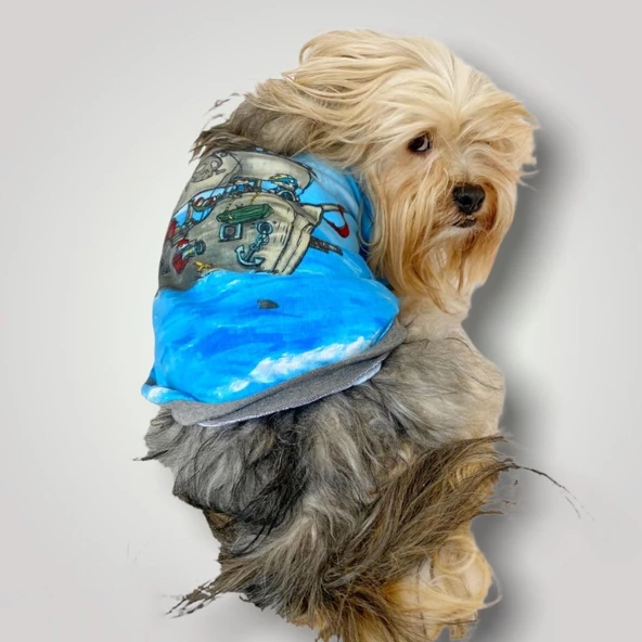 Pirate Blue Oval Yaka Tişört Köpek Kıyafeti - 5