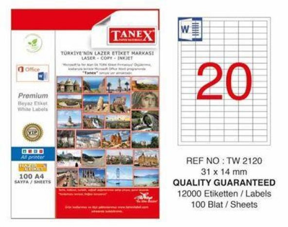 Tanex Lazer Etiket TW-2120 100 YP 31x14 mm