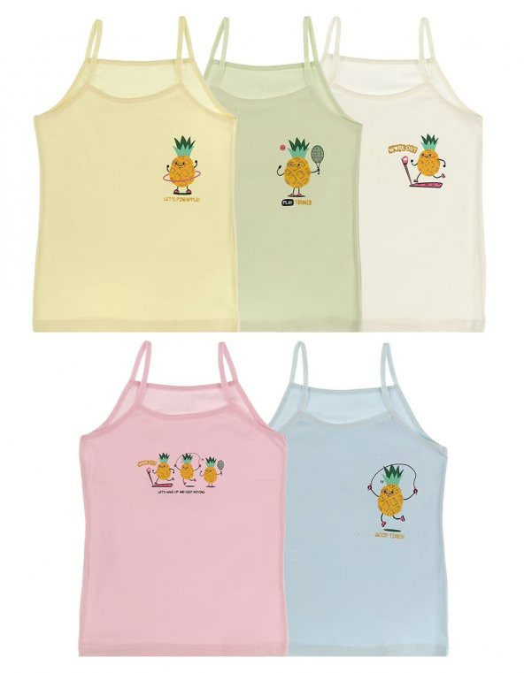 Donella 5li Renkli Ananas Baskılı Kız Çocuk Atlet - 435058 - 2