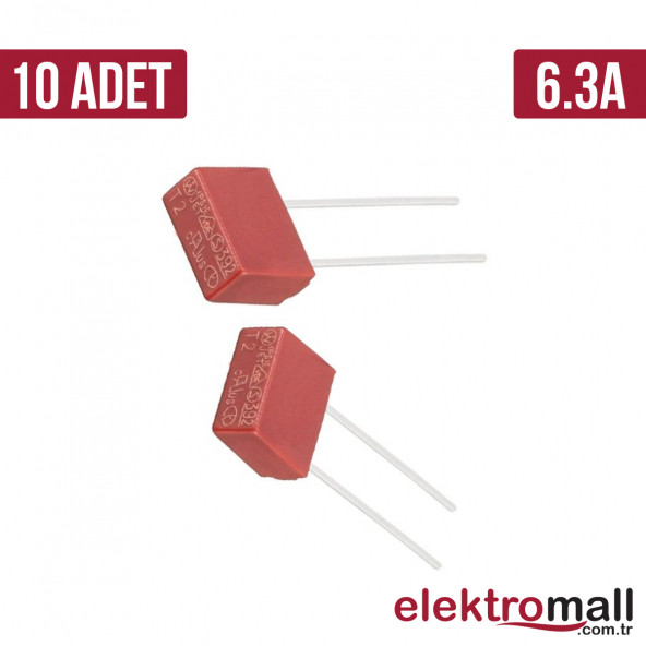 6.3A Kondansatör Tip Kare Plastik Sigorta - 10 adet