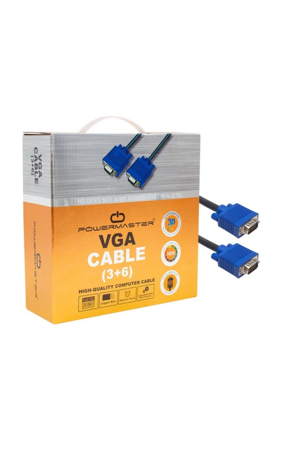 POWERMASTER  4423 VGA KABLO 15 PİN 3+6 ERKEK / ERKEK 15 METRE VGA KABLO