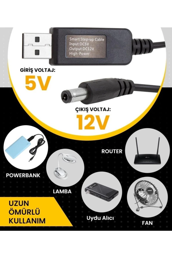 FİLONLİNE 6053 5V-12V USB TO DC 5.52.5MM KABLO 12 VOLT 1 AMPER A ÇEVİRİCİ ADAPTÖR