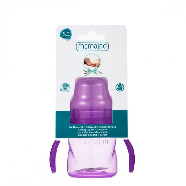 Mamajoo Kulplu Eğitici Bardak 160 ml & Yedek İkili Bardak Ucu / Mor - 6