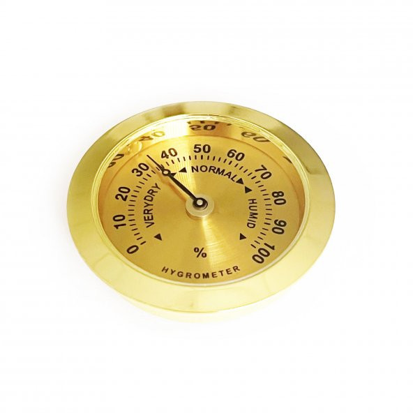 Analog Higrometre Nem Ölçer Humidor Puro Kutusu İçin Metal Çerçeve Sarı 37mm - 6