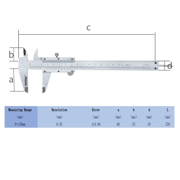 Syntek Karbon Çelik Mekanik Profesyonel Mikrometre Kalınlık Ölçer 0-150mm - Resim 6