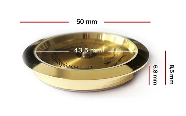 Analog Higrometre Nem Ölçer Humidor Puro Kutusu İçin Metal Çerçeve Sarı 50mm - 4
