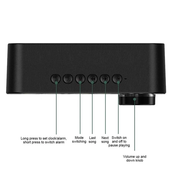 Valkyrie Bluetooth Şarjlı Alarmlı USB/SD Aynalı Masa Saati - 4