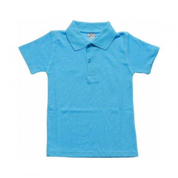 Polo Yaka Tişört Alm Kısa Kol 6-16 Yaş Çocuk Mavi Okul Tişört