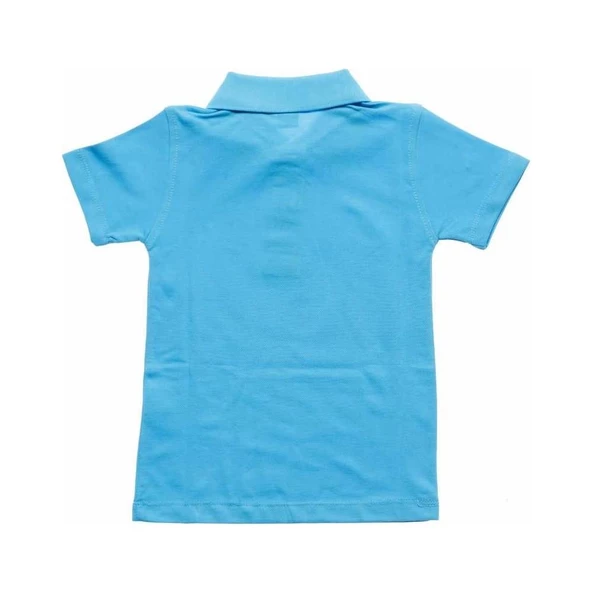 Polo Yaka Tişört Alm Kısa Kol 6-16 Yaş Çocuk Mavi Okul Tişört - 2