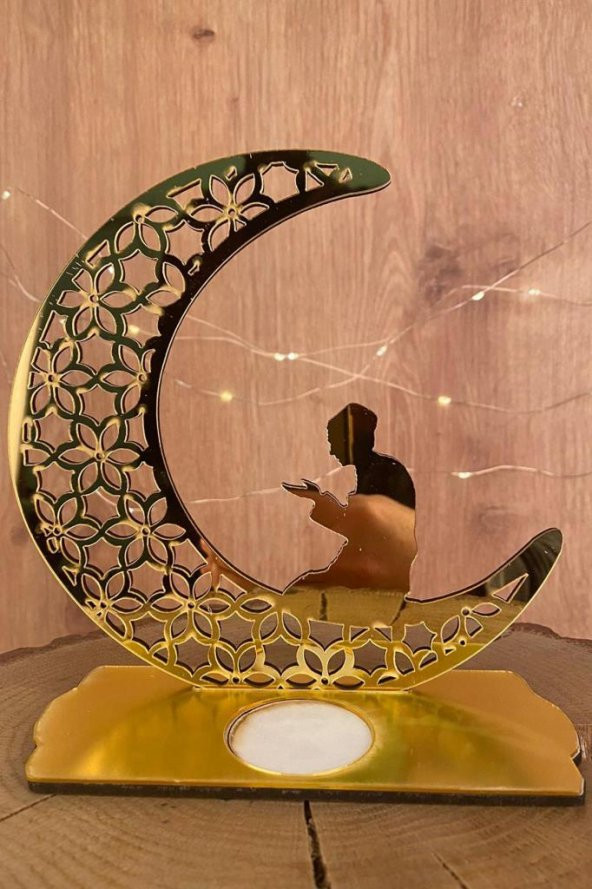 Beysüs Ramazan Ayı Dekoratif Pleksi Süs Dua Model Gold 18x16